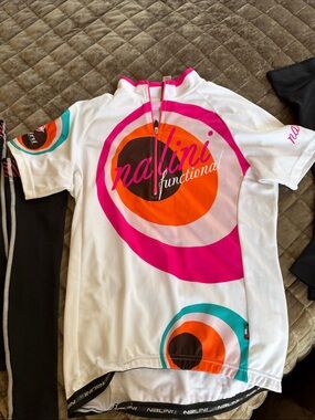 Nalini Functional White Cycling Jersey with Pink & Orange Target Print women’s L